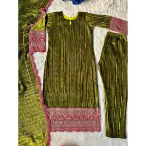 Ropa y accesorios musulmanes tradicionales de diseñador Ropa de fiesta Parte inferior superior y Dupatta - Product Image 5