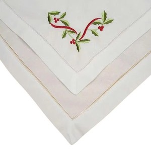 Serviettes de table en coton brodé sur mesure, avec ourlet festonné, durables, lavables en machine, pour événements domestiques et Noël, vente en gros - Product Image 3