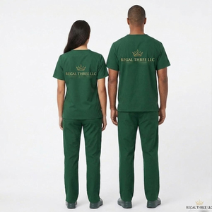 Tenue médicale unisexe : Blouse à col en V et pantalon de jogging pour infirmiers et médecins - Product Image 2