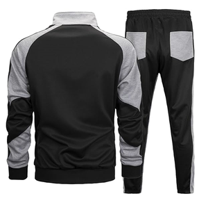 Survêtement Homme Noir et Gris à Blocs de Couleurs, Col Montant, Fermeture Éclair Intégrale, Multiples Poches, Style Sportif Décontracté, Respirant, Idéal Automne - Product Image 6