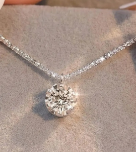 Collar con colgante de diamante moissanita de forma redonda, plata de ley 925, regalo para mujer - Product Image 4