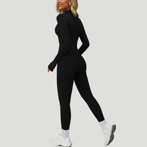 Custom Women's Eco-Friendly 100% Cotton Breathable Seamless Yoga Set 2-Piece Gym Sportswear Quick Dry High Waist Elastic Waist - Product Image 2
