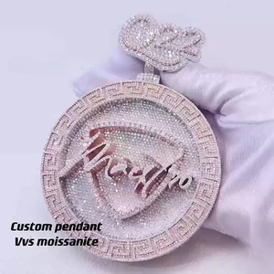 Collar Personalizado de Plata 925 con Colgante de Campana Hip Hop, 26.3CTW, Moissanita VVS1 Certificada por GRA, con Cualquier Número o Letra, para Hombre - Product Image 4