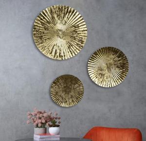 Modern Gold Circular Metal Wall Art Set Hanging <b>Decorative</b> <b>Plates</b> for Home Glam Style - Product Image 4