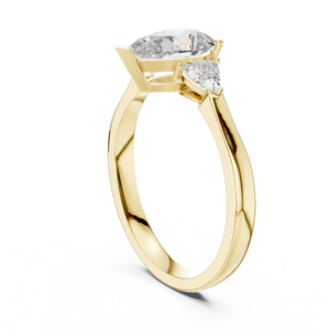 Anillo de Compromiso de Tres Piedras con Moissanita Corte Pera, Plata de Ley 925, Chapado en Oro Amarillo, Anillo de Boda para Mujer - Product Image 2