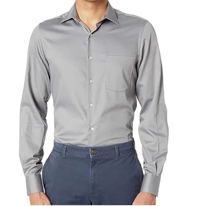 Men's Royal Blue <b>Dress</b> Shirt Long Sleeve Solid Color Turn-down Collar Formal Cotton Poplin Anti-Wrinkle Full Button Front - Product Image 5