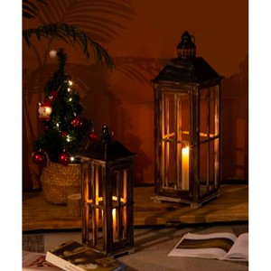 Lanterne décorative artisanale en bois de Sheesham avec insert en verre |   Vente en gros - Product Image 4
