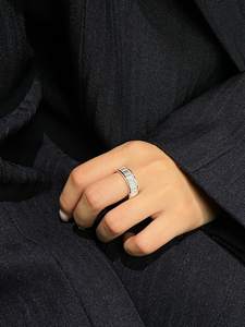 Bague éternelle complète en moissanite taille baguette pour femme, en argent 925 original, cadeau charmant pour anniversaire ou pour amies - Product Image 4