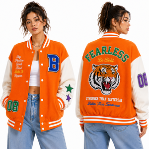 Chaqueta Varsity Moderna para Mujer, con Logotipo Bordado Personalizado OEM, Estilo Universitario, Chaqueta de Béisbol Oversize, Moda Urbana, Atuendo Universitario - Product Image 2