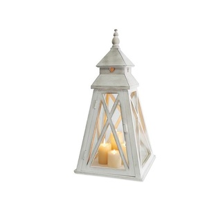 Lanterne en bois artisanale décorative avec fenêtres en verre transparent, poignée en corde, décoration rustique pour la maison - Product Image 2