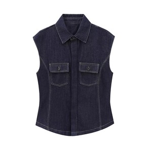 Gilet en jean personnalisé pour femme avec encolure western – Fabricant en gros pour marques de style western sur mesure - Product Image 3