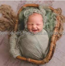Accessoires de photographie de studio pour nouveau-nés, paniers-lits en bambou naturel, design style ferme, pour poses de bébé - Product Image 6