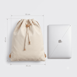 Premium Heavy-Duty Canvas <b>Drawstring</b> <b>Backpack</b> with Natural Leather Toggle | Eco-Friendly B2B Cinch Sack for Gym, Travel, Laptop - Product Image 5