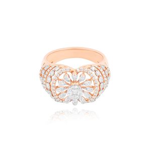 Anillo de Diamantes Floral Grande de Oro Rosa de 18K al por Mayor, Joyería de Cóctel con Filigrana Intrincada, Proveedor de Lujo para Boutiques - Product Image 1