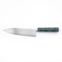 Couteau de chef japonais forgé à la main en acier inoxydable 8-9,9 pouces, finition satinée, manche en micarta, ambidextre, épaisseur 3,0 mm, modèle Saz-5642