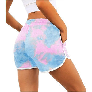 Shorts con Dobladillo Festoneado para Mujer, Borde Curvo, Felpa, Cintura Alta, Bolsillos Laterales, Cordón Ajustable, Cintura Elástica, Corte Holgado, Ropa Informal - Product Image 3