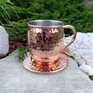 Handmade Copper <b>Espresso</b> <b>Cup</b> and Saucer <b>Set</b> Hammered Golden Tea Mug for Luxury Cafe Serving and Home Decor - Product Image 1