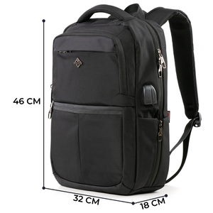กระเป๋าเป้สะพายหลังโน้ตบุ๊คไนลอนแบบยูนิเซ็กซ์ทันสมัย ขนาด 46x32x18 ซม. พร้อมพอร์ต USB และซิปปิด สำหรับทำงานและเดินทาง - Product Image 2