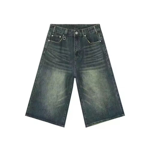 Shorts en jean mi-longs amples pour hommes, coupe large, style urbain décontracté Y2K, délavage clair, streetwear oversize, respirant, été 2026, vente chaude - Product Image 3