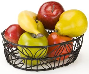 Panier rond en métal pour fruits, support de rangement de cuisine avec support pour bananes, pour comptoir de cuisine - Product Image 1