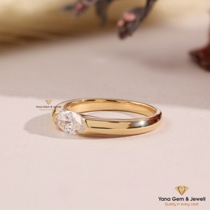Anillo de Oro Sólido de 14K con Diamante Cultivado en Laboratorio CVD Certificado por IGI, Corte Marquesa, Color D, Claridad VVS2, 1.00 Quilates, Engaste Solitario en Bisel para Mujer - Product Image 2