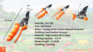 Kwang Hsieh-Tijeras de jardín usadas para Injerto de viñedo, mango de aluminio, mango de hoja antideslizante, herramientas de bonsái DIY - Product Image 6