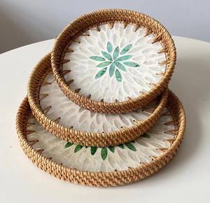 Bandeja de Mosaico de Ratán Hecha a Mano, Cesta de Servir de Mimbre Sostenible, Decoración de Mesa, Venta al Por Mayor - Product Image 3
