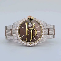 Reloj de Cuarzo Briva Jewels, Cuadrado, Analógico, con Calendario, para Hombre, Completamente Adornado con Diamantes, Acero Inoxidable, Cristal, 10 Bar, Ecológico, de Lujo