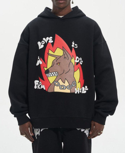 เสื้อฮู้ดดี้พิมพ์ลายพัฟฟ์แบบกำหนดเอง แบรนด์โลโก้สั่งทำได้ ไซส์พลัส ผ้าฝ้ายผสมโพลีเอสเตอร์ สำหรับผู้ชาย สไตล์ฮิปฮอป สตรีทแวร์ - Product Image 4