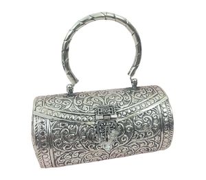 Elegant Metal Flap Clutch With Floral Embroidery Ring Handle Handmade Evening Party <b>Bag</b> - Product Image 2