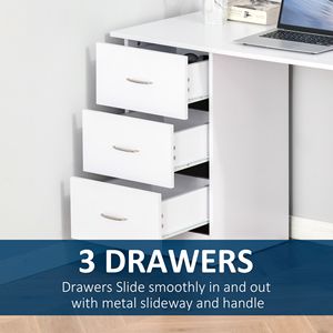 "Modern 47" Home Office Desk with 3 Drawers & Storage Shelf-Laptop/<b>Computer</b> <b>Table</b>" - Product Image 5