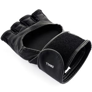 Gants de boxe unisexes noirs UFC Sanda MMA à demi-doigts en cuir de vache véritable - Product Image 4