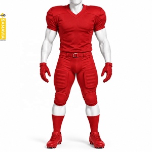 SAMAVIA Men's Red American Football Uniform Set Protective <b>Padded</b> Jersey <b>Pants</b> Gloves Socks Cleats Adult OEM Service - Product Image 1