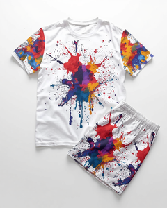 splash ink short <b>set</b> sublimation <b>paint</b> graphic clothing custom all over print outfit streetwear short sleeve tracksuit men color - Product Image 2
