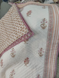 Cotton Hand Block Printed <b>Quilt</b> Lightweight Reversible <b>Bedspread</b> Artisan Handmade Bedroom Blanket Wholesale Bulk Supply - Product Image 1