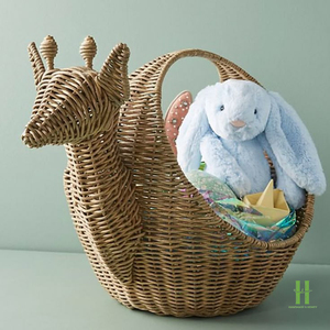 BEST SELLING Eco-friendly Natural Rattan Animal Shape <b>Basket</b> Eco-Friendly Handmade <b>Wicker</b> <b>Storage</b> <b>Basket</b> for Nursery Kids Room - Product Image 1