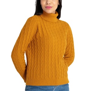 Women's Turtleneck <b>Pullover</b> <b>Sweater</b> Long Sleeve Solid Color Knitted Casual Autumn Wear 100% Acrylic Warm Top - Product Image 4