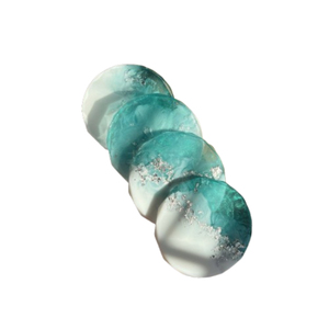 <b>Epoxy</b> <b>Resin</b> Coaster Set Handmade Agate Style Teal Green Geode Drink Cup Mat With Gold Foil For Home Hotel Wedding <b>Table</b> Decor - Product Image 5