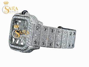 Montre mécanique en verre personnalisée ICed Hip Hop 41mm bracelet en acier inoxydable antique avec diamant Moissanite mode luxueuse avec chiffres arabes - Product Image 4
