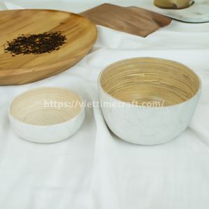 Ensemble de saladiers en bambou filé laqué, bols de service en laque faits à la main, vente en gros - Product Image 2