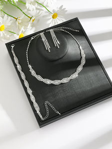 Parure de bijoux de luxe AMBER JEWELS en argent 925 et moissanite, avec boucles d'oreilles, collier et bracelet à pampilles, bijoux fins en or 14 carats - Product Image 1