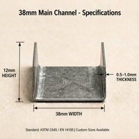 Profilé principal en acier léger sur mesure 38 mm, profil C, CD 38, pour système de plafond suspendu