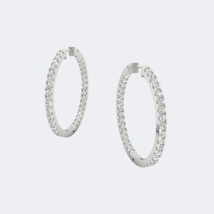 ต่างหูห่วงขนาดใหญ่ประดับเพชรทรงกลม 2.10 กะรัต ตัวเรือนทองคำแท้ ดีไซน์วงกลมแบบหนา ต่างหูแบบ Huggie สำหรับผู้หญิง ของขวัญสุดหรู - Product Image 2