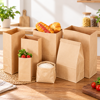 Sac en papier kraft brun de qualité alimentaire imprimé sur mesure pour l'emballage du pain, des pâtisseries, des produits de boulangerie, sac de courses écologique