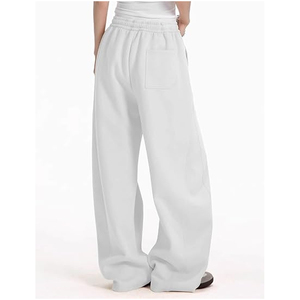 Pantalon de survêtement personnalisé pour femme, hiver, écologique, respirant, doublure polaire, mélange de coton, taille élastique, jambe large, avec cordon de serrage et poches - Product Image 2