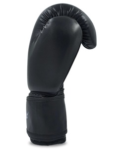 Gants de boxe en cuir noir à doigts entiers avec fermeture à lacets au poignet pour adultes - Product Image 4