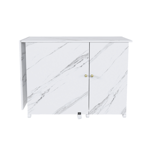 57.5\" <b>Foldable</b> Electric Sewing Machine <b>Table</b> with Locking Casters Multi-Storage Craft Station Shelves Bins Cabinet Adjustable - Product Image 5