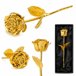 Rosa Preservada de Lujo Bañada en Oro de 24k, Rosa de Tallo Largo en Caja de Regalo para el Día de San Valentín, Aniversario, Decoración de Bodas - Product Image 2