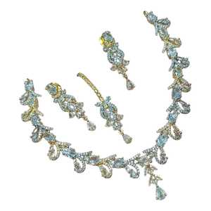 Nueva Colección de Joyería de Diseño, Conjuntos de Collar y Aretes de Cristal, Regalo de Compromiso, Diseños y Colores Personalizados - Product Image 1
