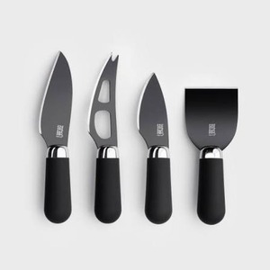 Designer Metal <b>Cheese</b> <b>Knife</b> <b>Set</b> Stainless Steel Blades With Black Handles Premium Serving Tools For Contemporary Dining Tables - Product Image 6